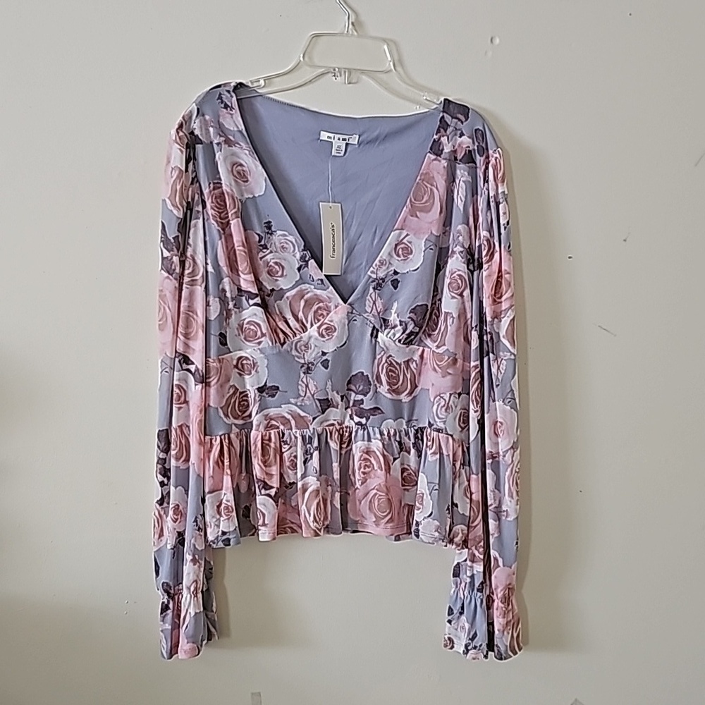 Francesca's Collections Women's Floral Long Sleeves Blouse Sie XL